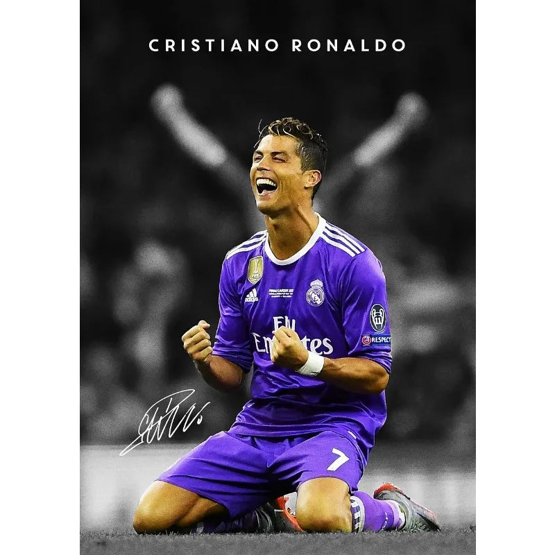 Modern Soccer Sport Player Portrait Poster Print Football Play Picture Canvas Painting Wall Art for Living Room Home Decor Mural